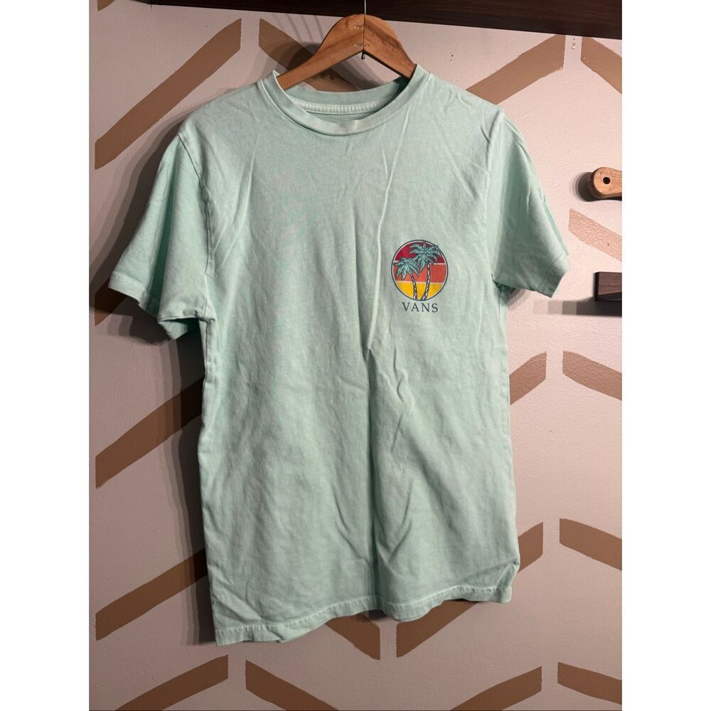 Vans Light Green Vintage Shorizon Crew Neck Short Sleeve T-Shirt Size Small‎